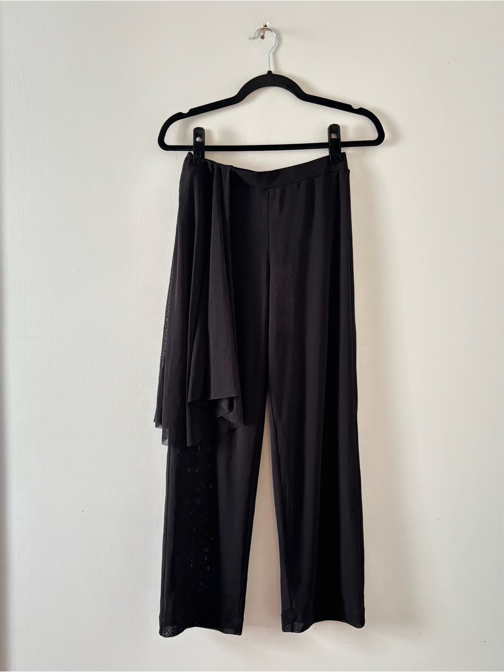 Fuzzi NWT Tulle Ankle Crop Pants Side Detail Semi Sheer Black Stretch Ankle